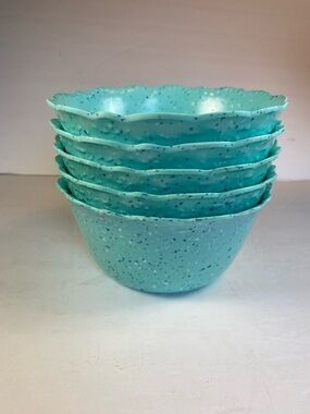 (5) The Pioneer Woman Juliette Melamine Teal Speckled Bowl